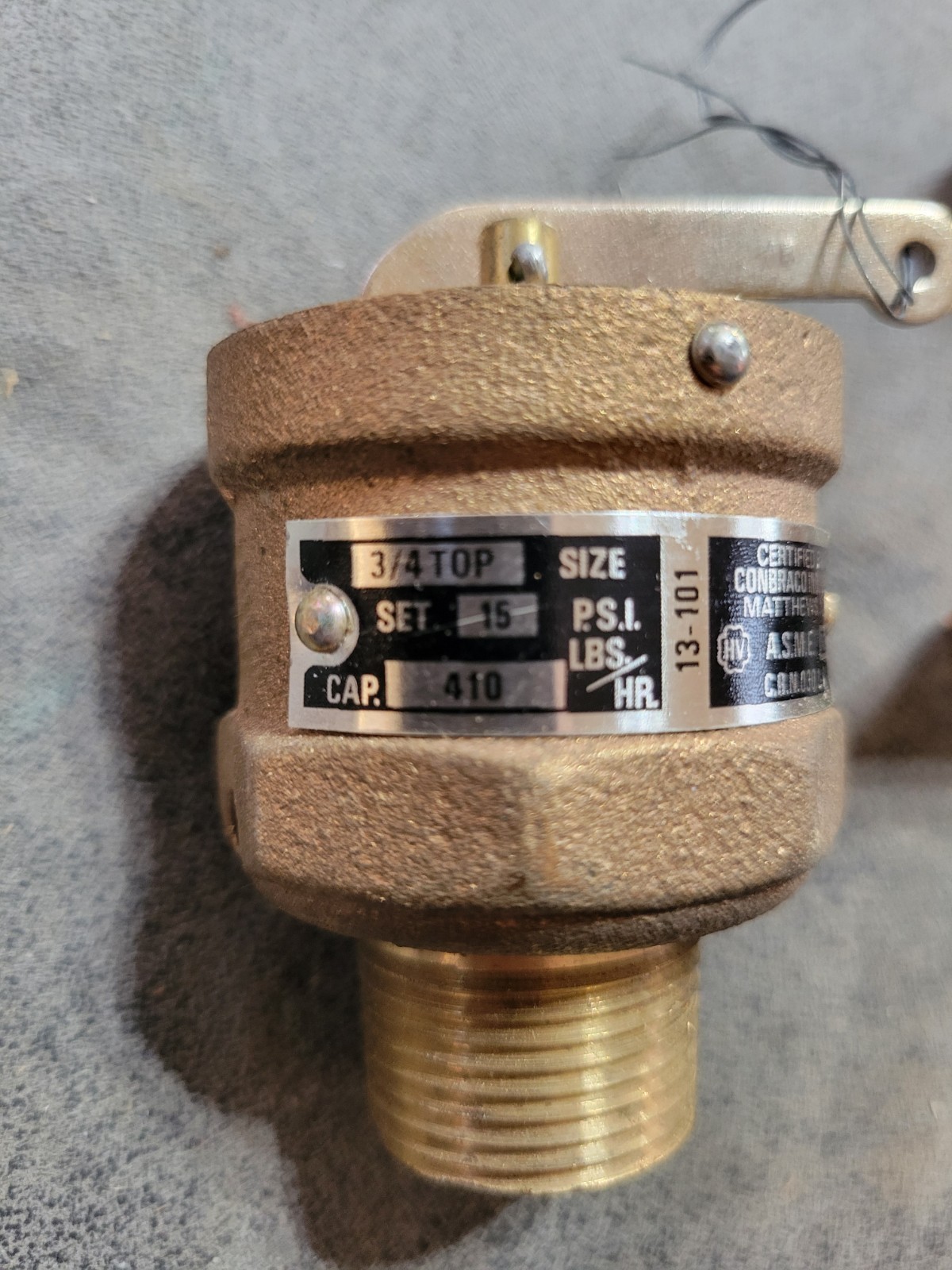 Conbraco 13-101-08 Pop Safety Valve 1310108 3/4” 15psi 410 Lbs/hr