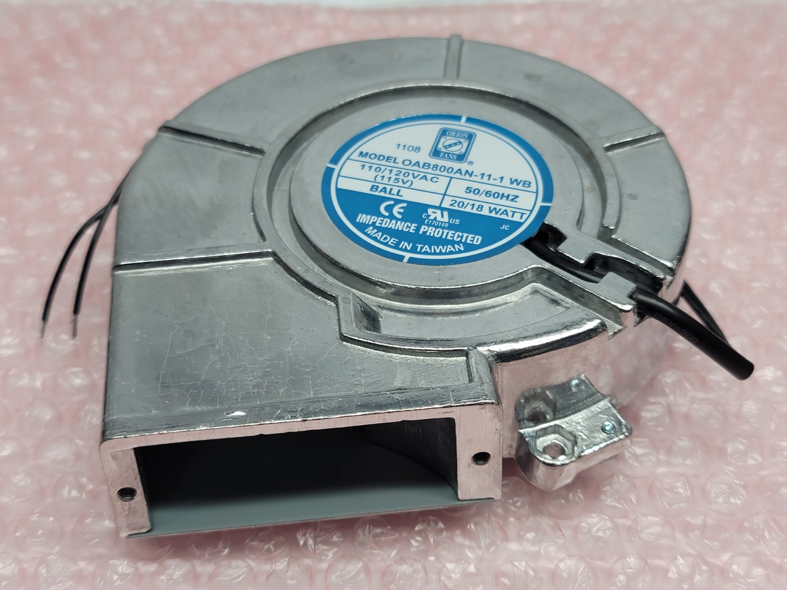 Orion Fans AC Blower 2000RPM 30CFM OAB800AN-11-1B