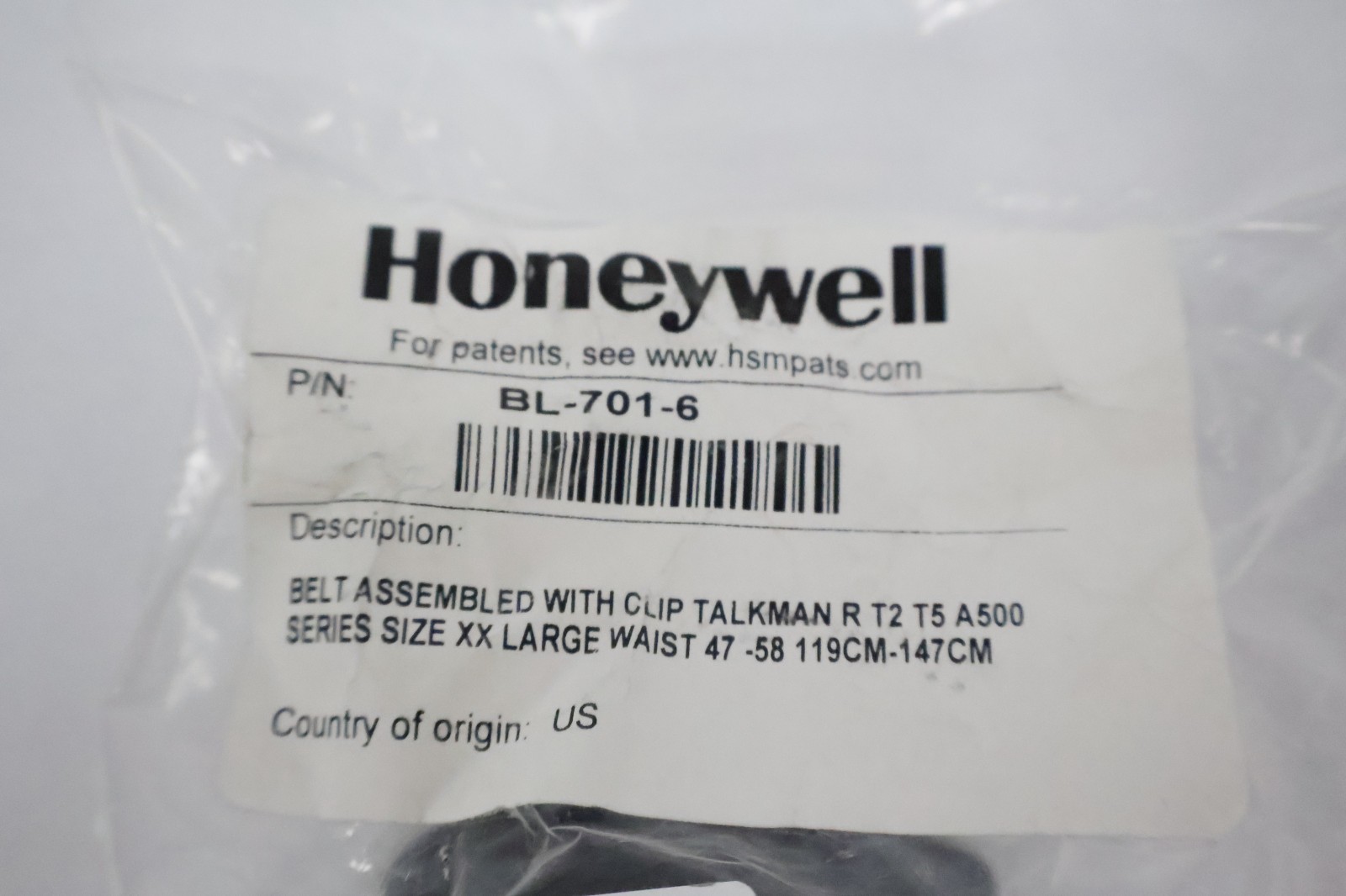 New Honeywell BL-701-6 Vocollect T2/T5 Talkman 2XL Belt Waist 47″-58″ with Clip