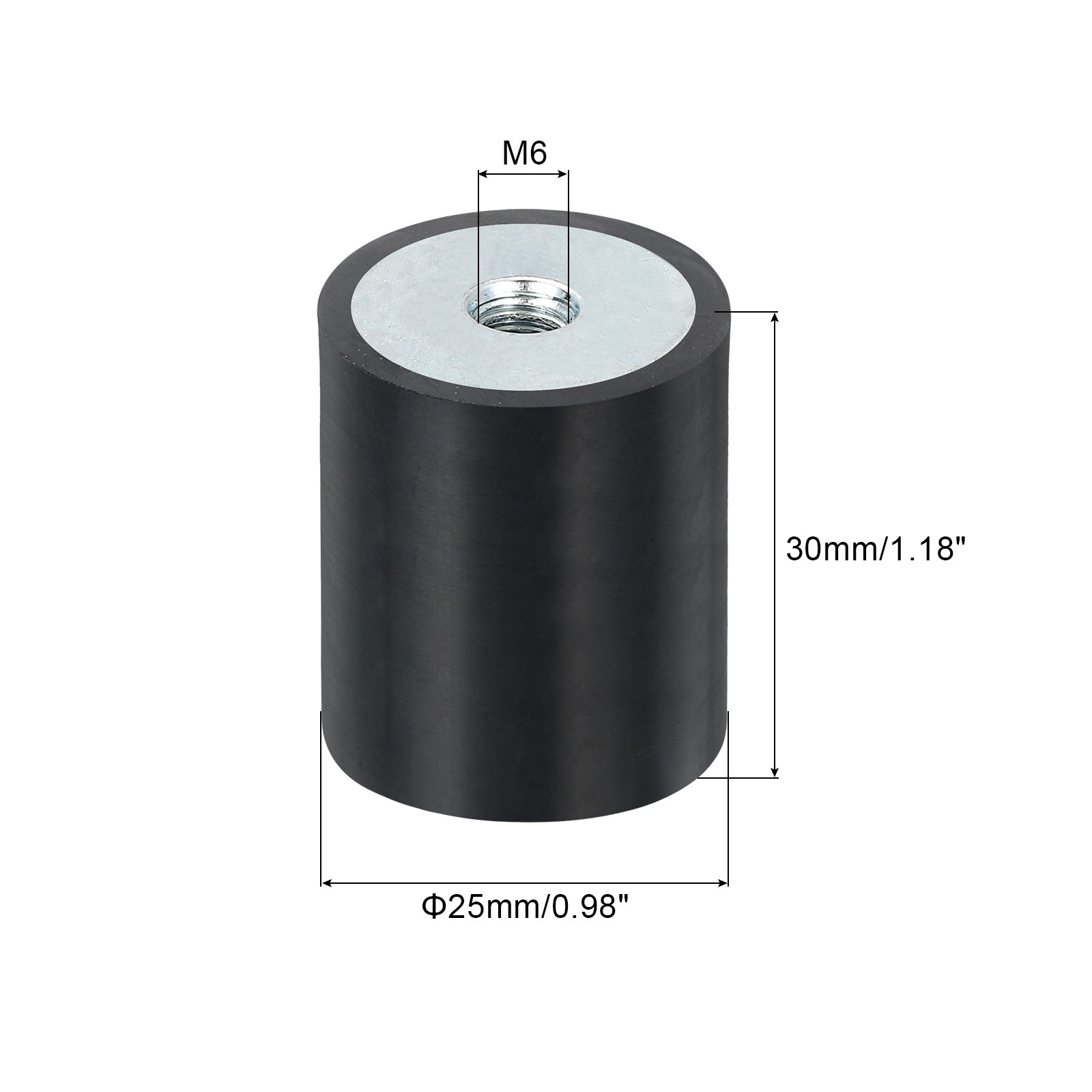 8Pcs 25 x 30mm M6 Thread Female Rubber Mounts, Silent Block Base Block