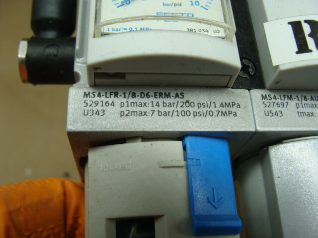 FESTO FILTER REGULATORS MS4-LFR-1/8-D6-ERM-AS 529164 & MS4-LFM-1/8-AUV-WB 527697