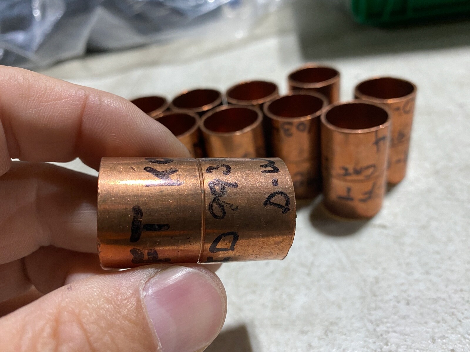 Lot of 10 Copper Couplings With Stop 7/8″ Diameter x 1-1/2″ Long ,unused