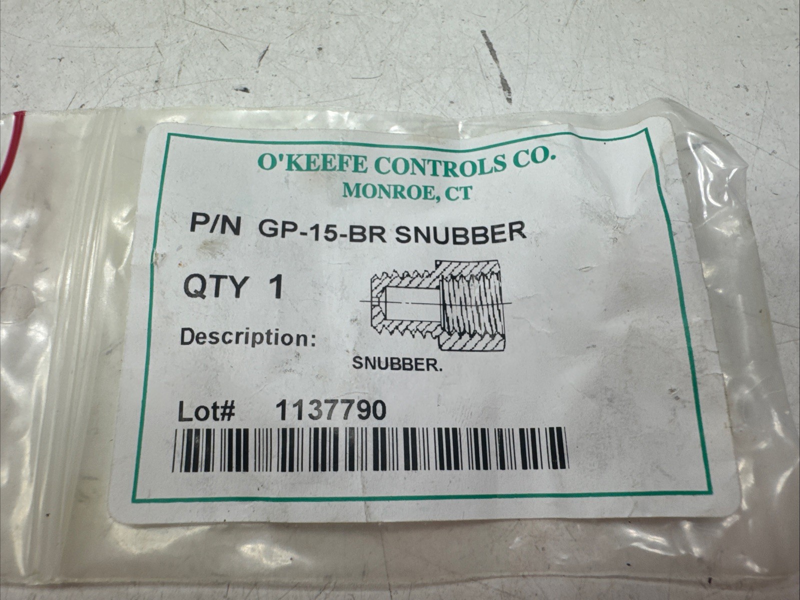 (Qty.4) O’Keefe Controls Co. GP-15-BR 1/4” Brass Pressure Snubber 2000 MAX PSI