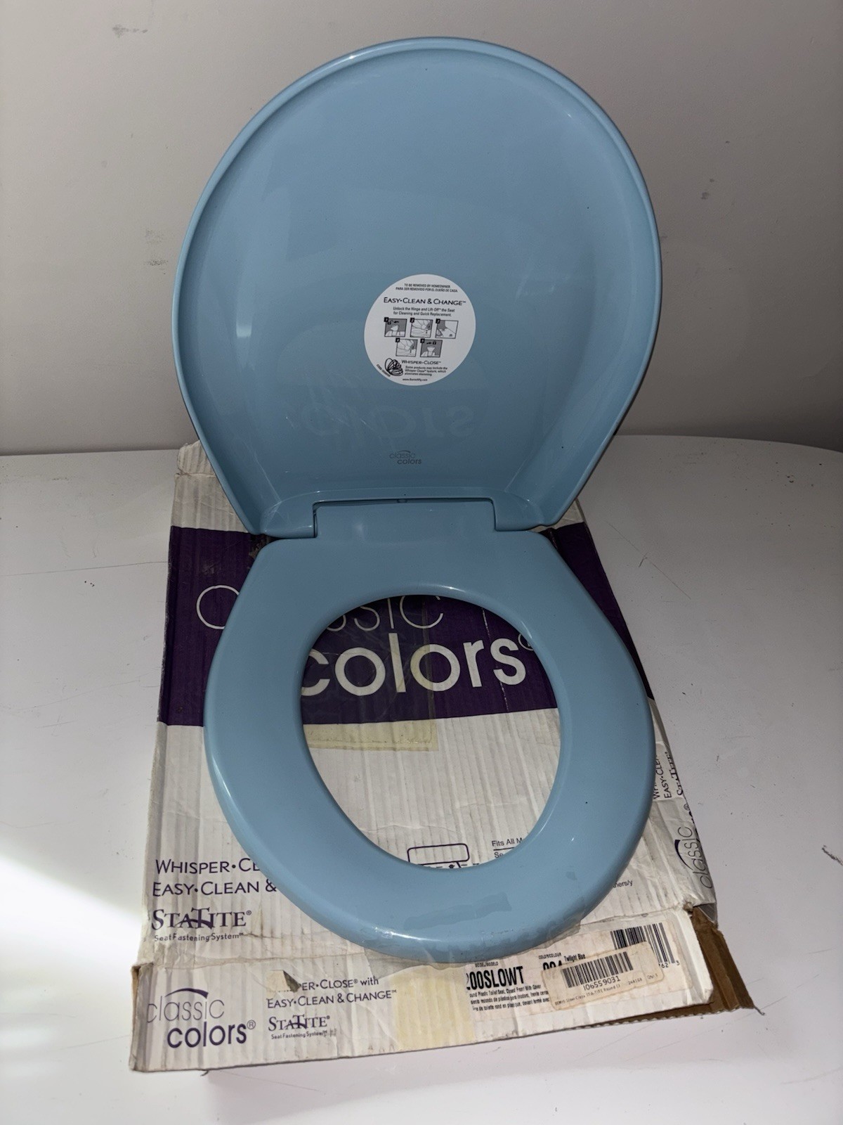 Bemis 200SLOWT 024 Round Slow Closure Toilet Seat Twilight Blue NEW Read Descrip