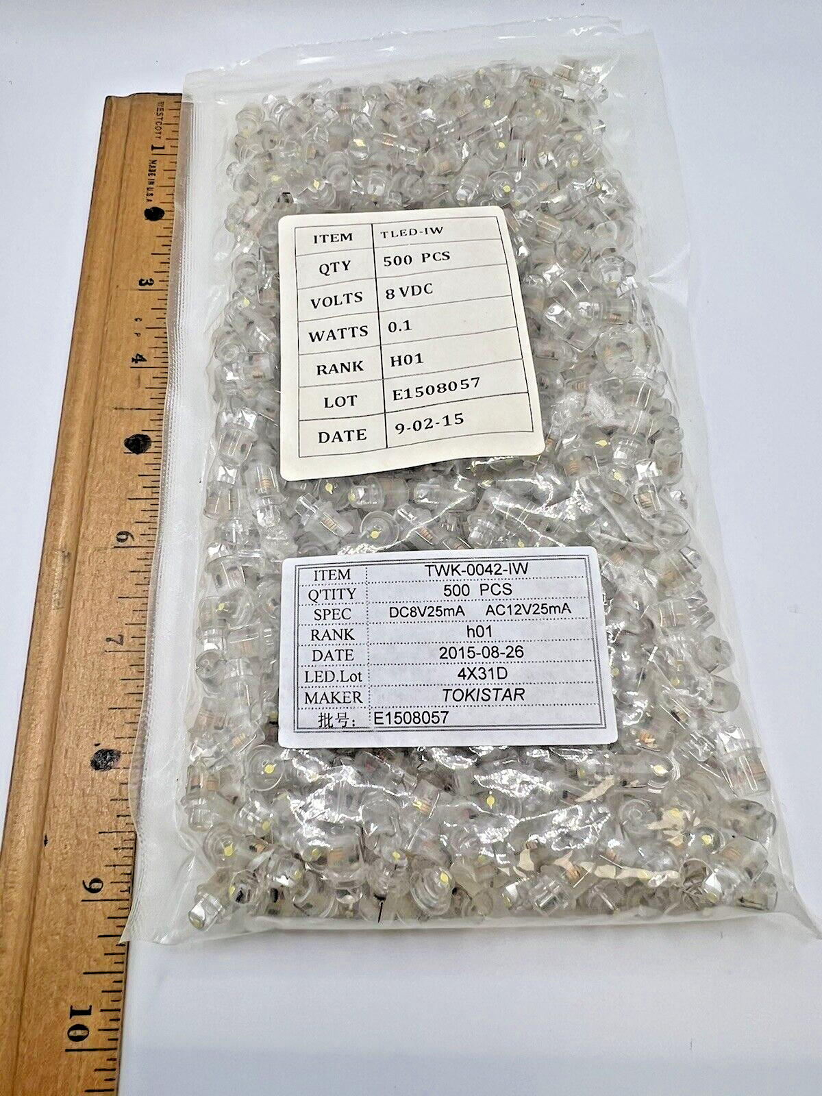 Lot of 500 TLED-IW 8VDC LEDs Replacements Bulbs **NEW IN PACKAGE**