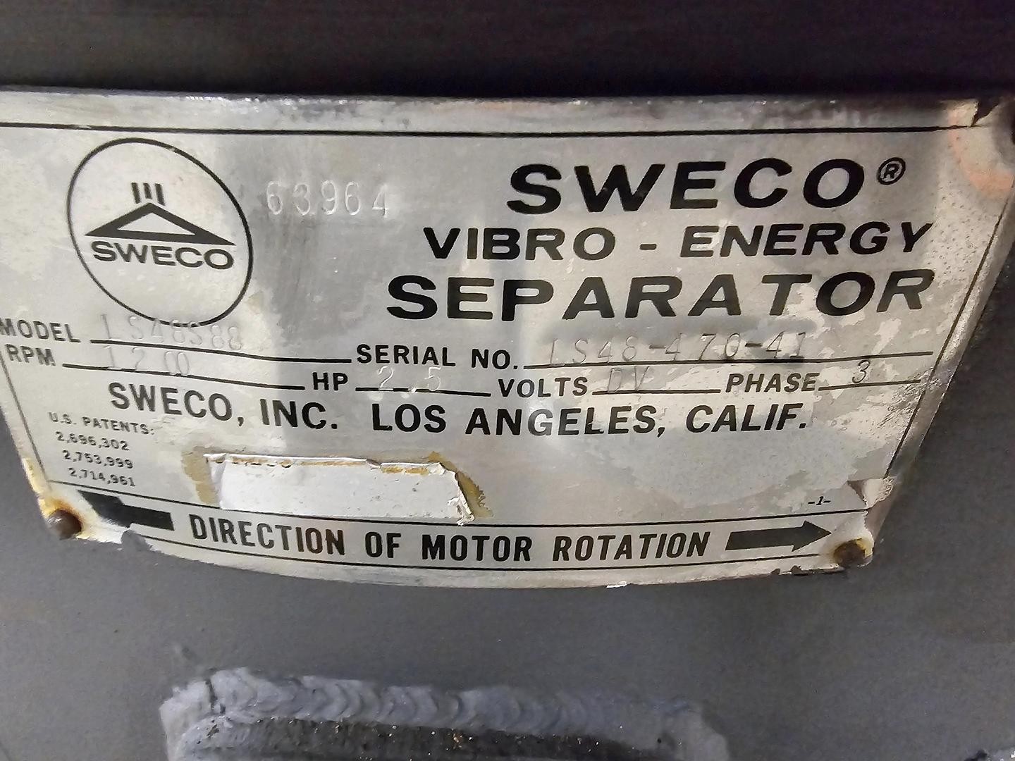 Used Sweco Vibrating Screen, 48”
