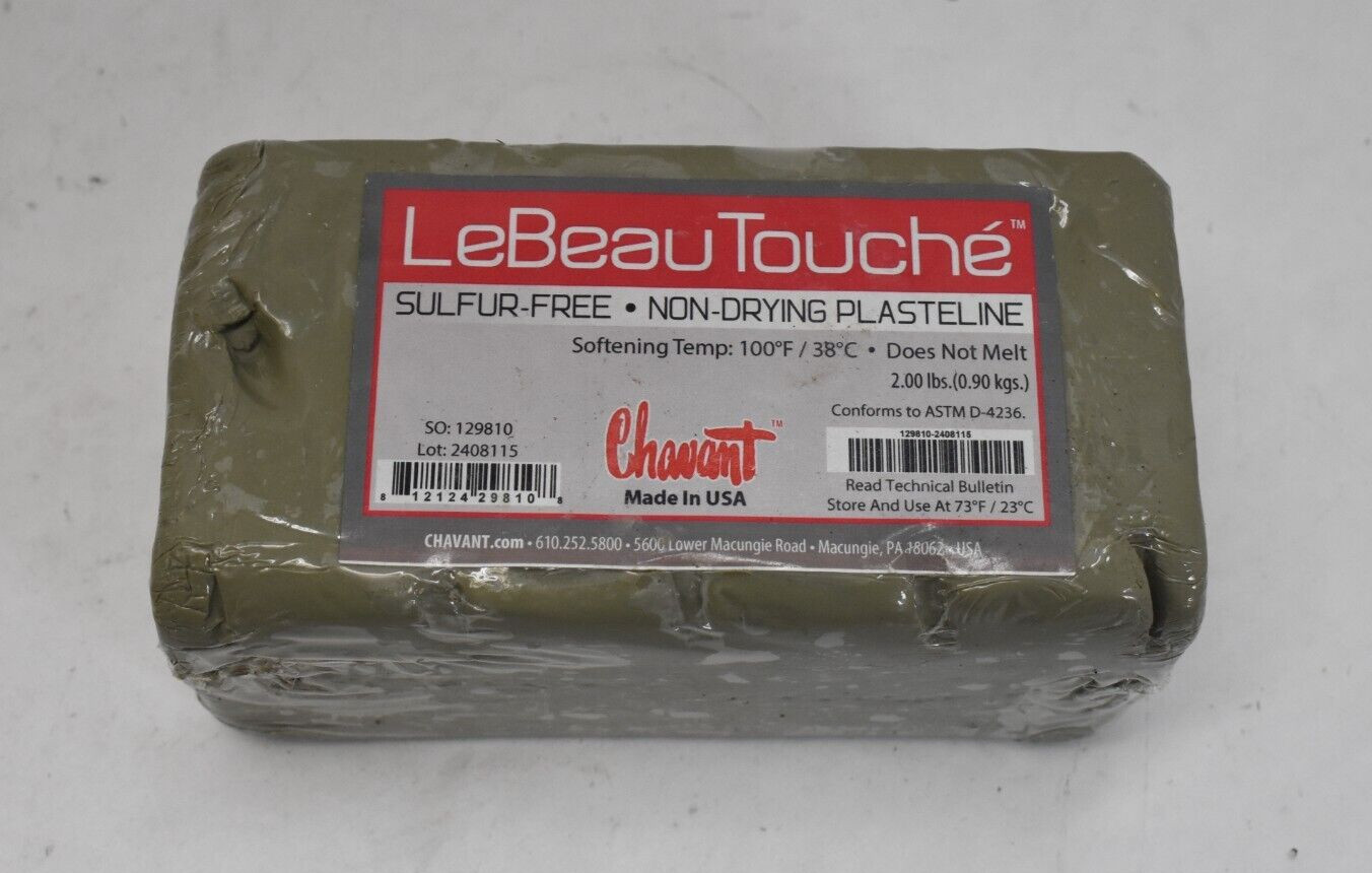 Chavant Le Beau Touche Plasteline Non Hardening Clay 2 lbs Block Gray Color