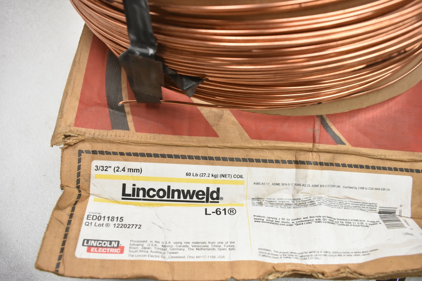 Lincoln Electric 3/32″2.4mm ED011815 Welding Wire L-61. 5 LBS LINCOLN WELD