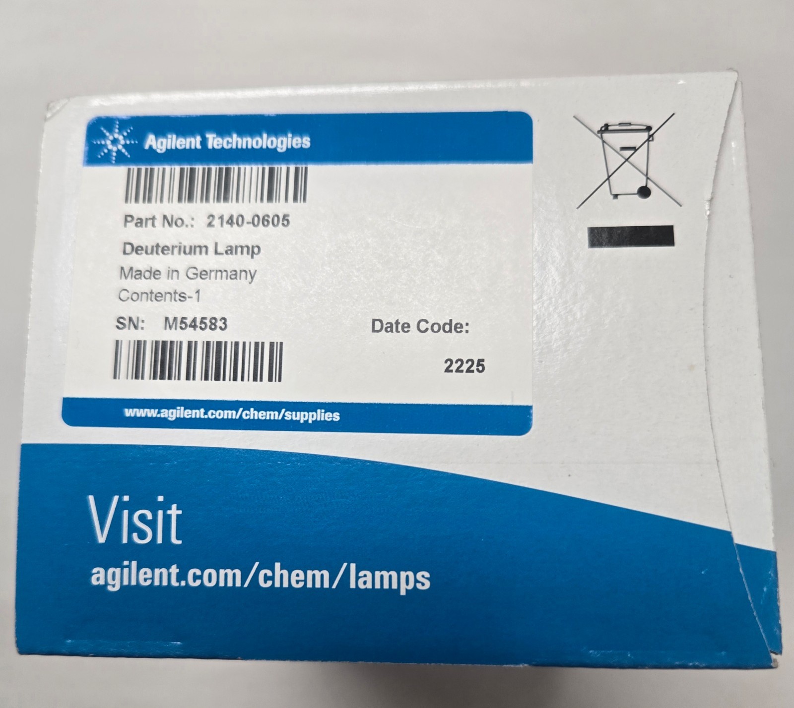 NEW 2140-0605 Deuterium Lamp for Agilent 8453 or 8454 UV-Vis Spectrophotometer