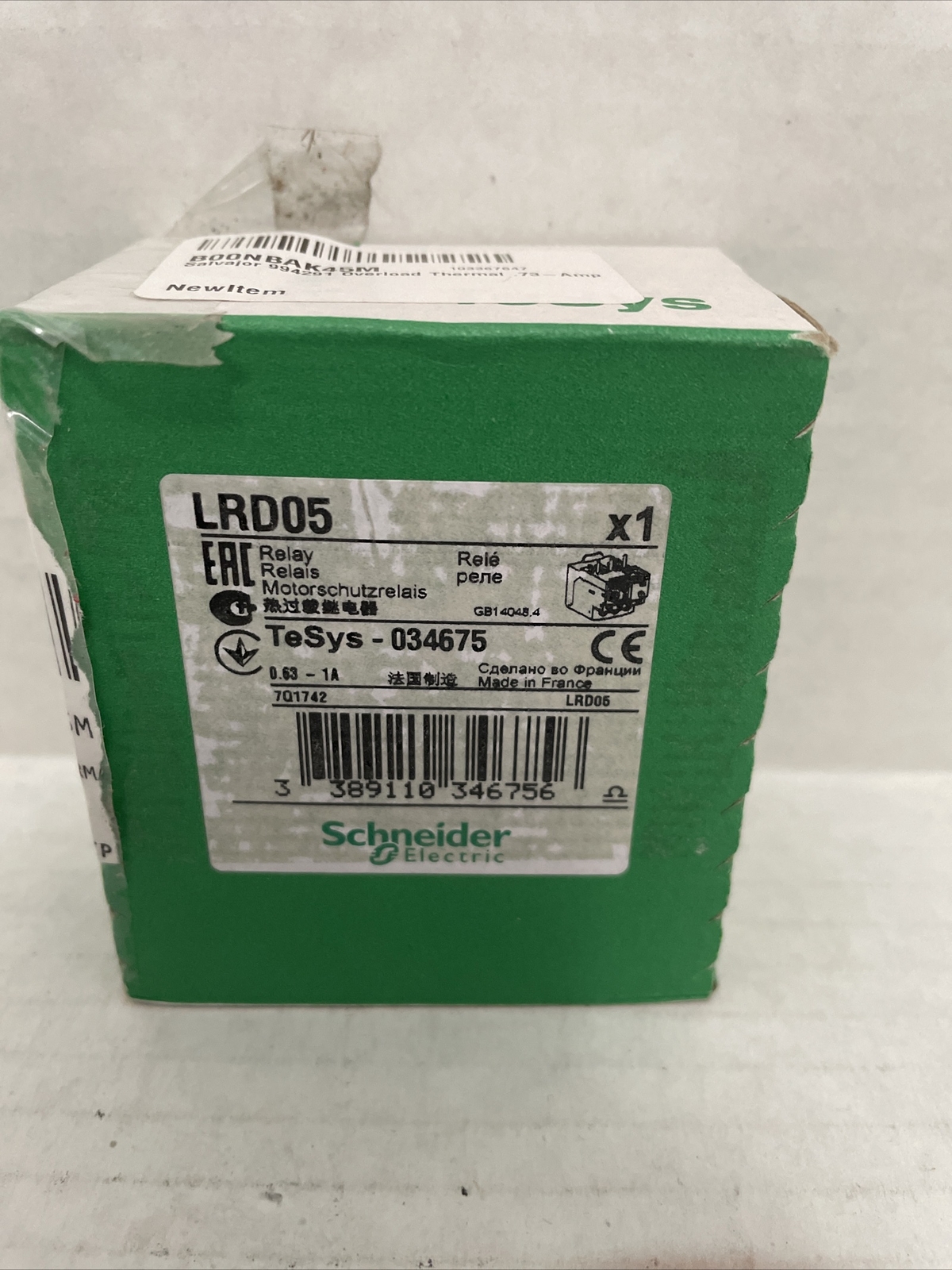 New Sealed Schneider Thermal Overload Relay LRD05 0.63-1A (GR199)