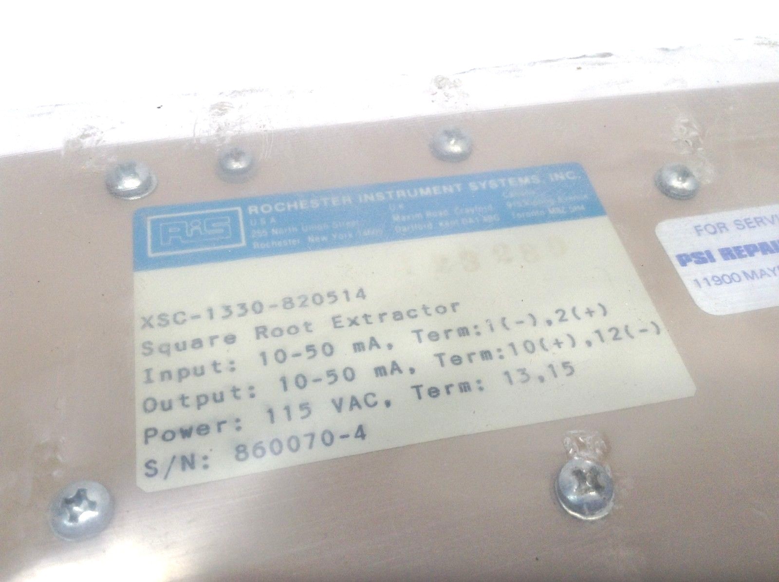 Rochester Instrument Systems RiS XSC-1330-820514 Square Root Extractor 115 VAC