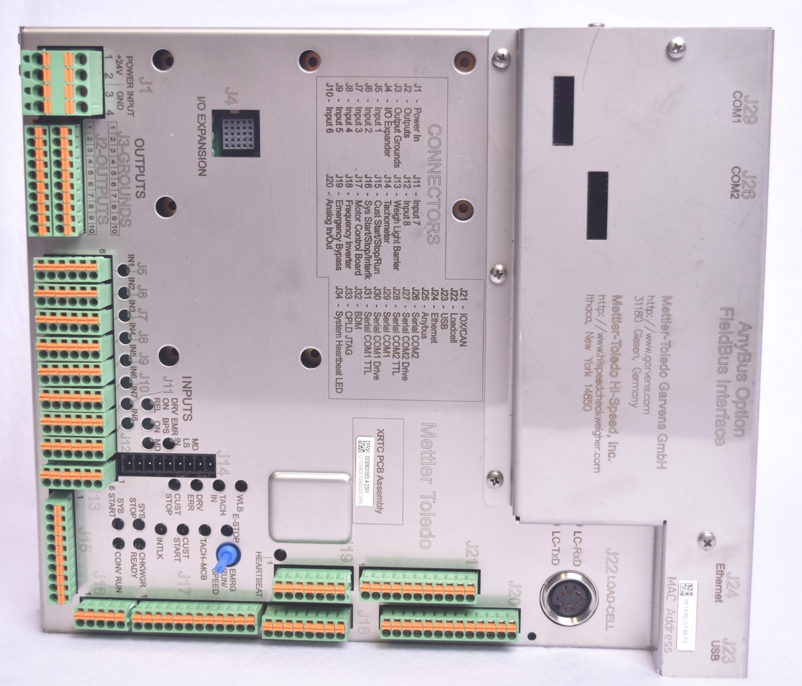Mettler Toledo XRTC PCB Assembly Anybus Option Fieldbus Interface
