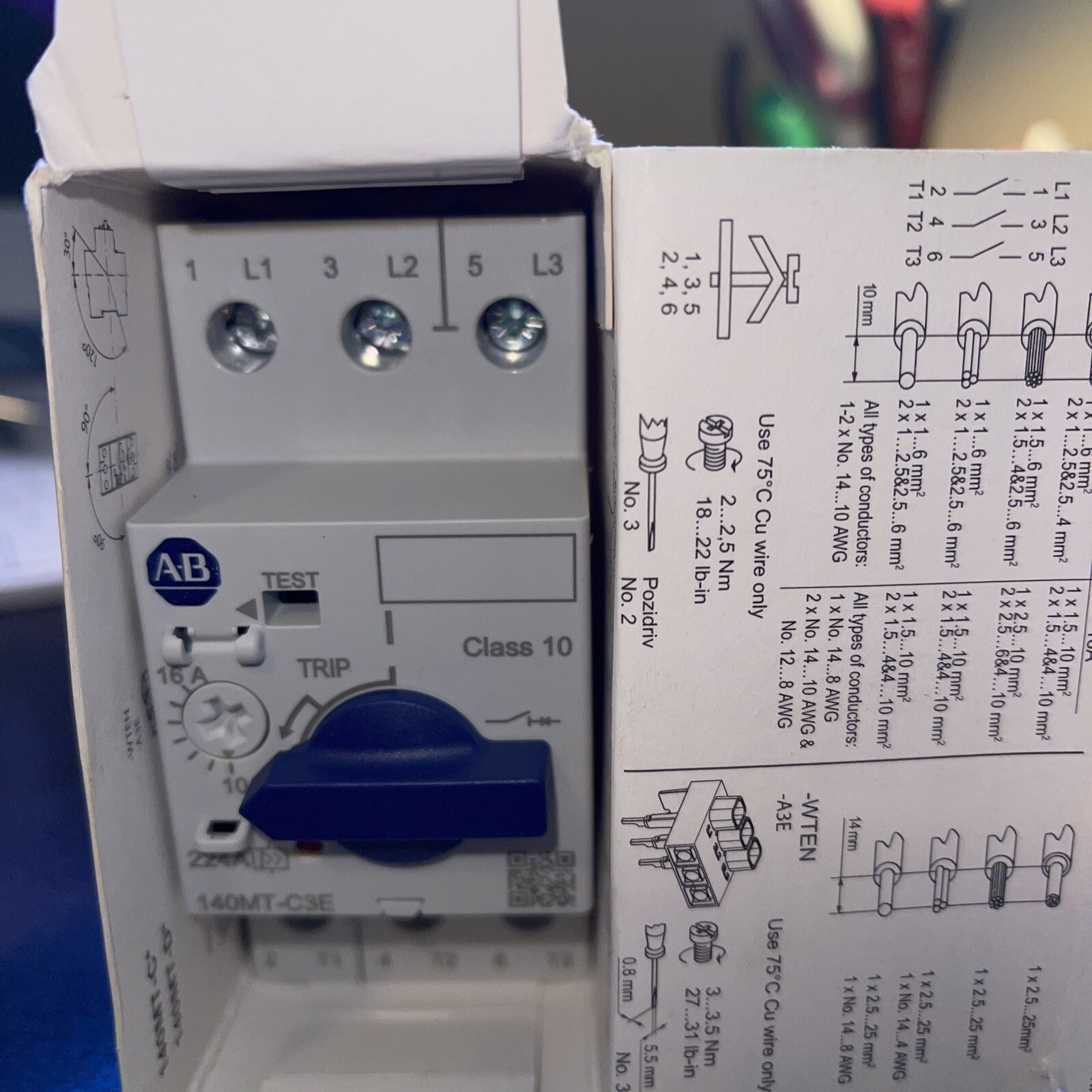ALLEN BRADLEY. 140MT-C3E-C16—–MANUAL MOTOR STARTER 10-16 AMPS
