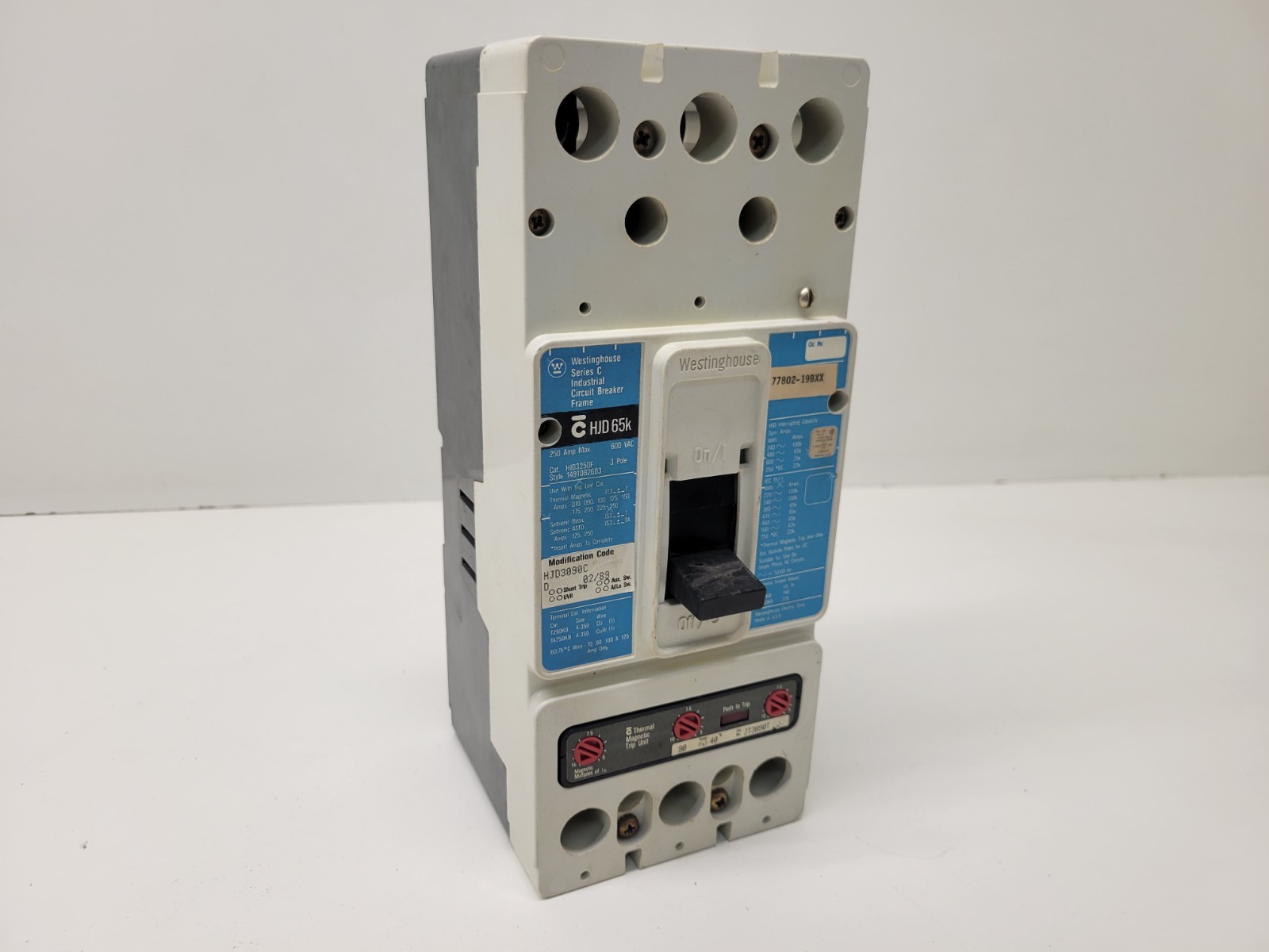 GOOD USED! WESTINGHOUSE 250A 3P CIRCUIT BREAKER HJD3250F MOD HJD3090C