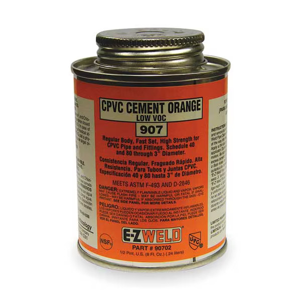Ez Weld CPVC Cement,8 Oz,Orange EZ30702N Ez Weld EZ30702N 8 oz Orange