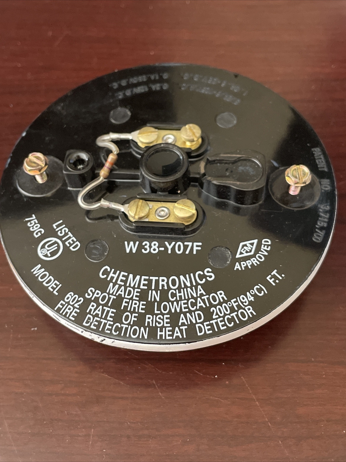 Chemetronics Model 602 Fire Detection Heat Detector W38-Y07F