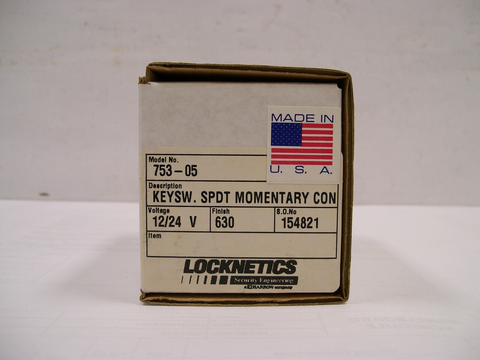 Locknetics #753-05 Key Switch SPDT Momentary Contact 12/24V Add Your Cylinder Lk