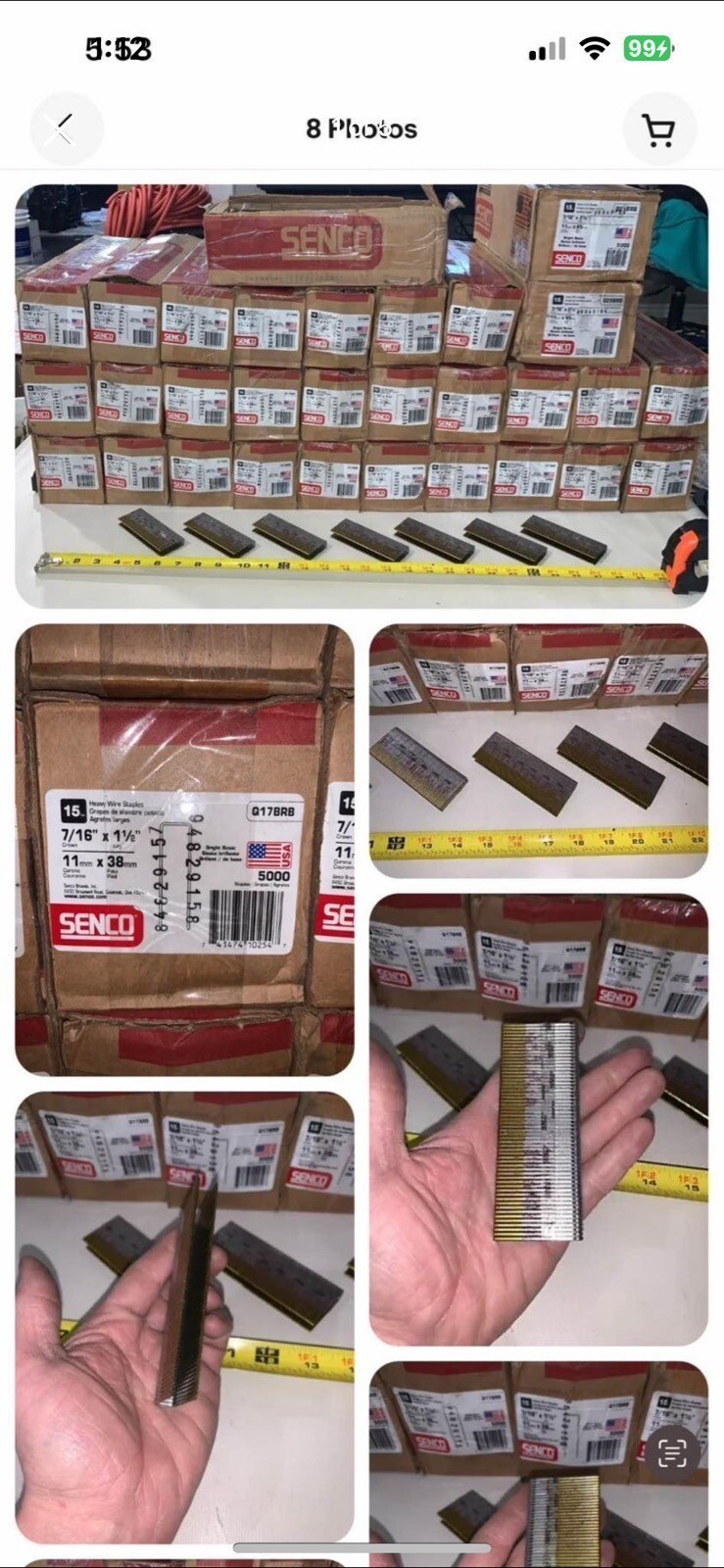 140,000 QTY! HUGE LOT- Senco Q17BRB 15Ga 7/16”X1-1/2” Heavy Wire Staples 28 Boxs