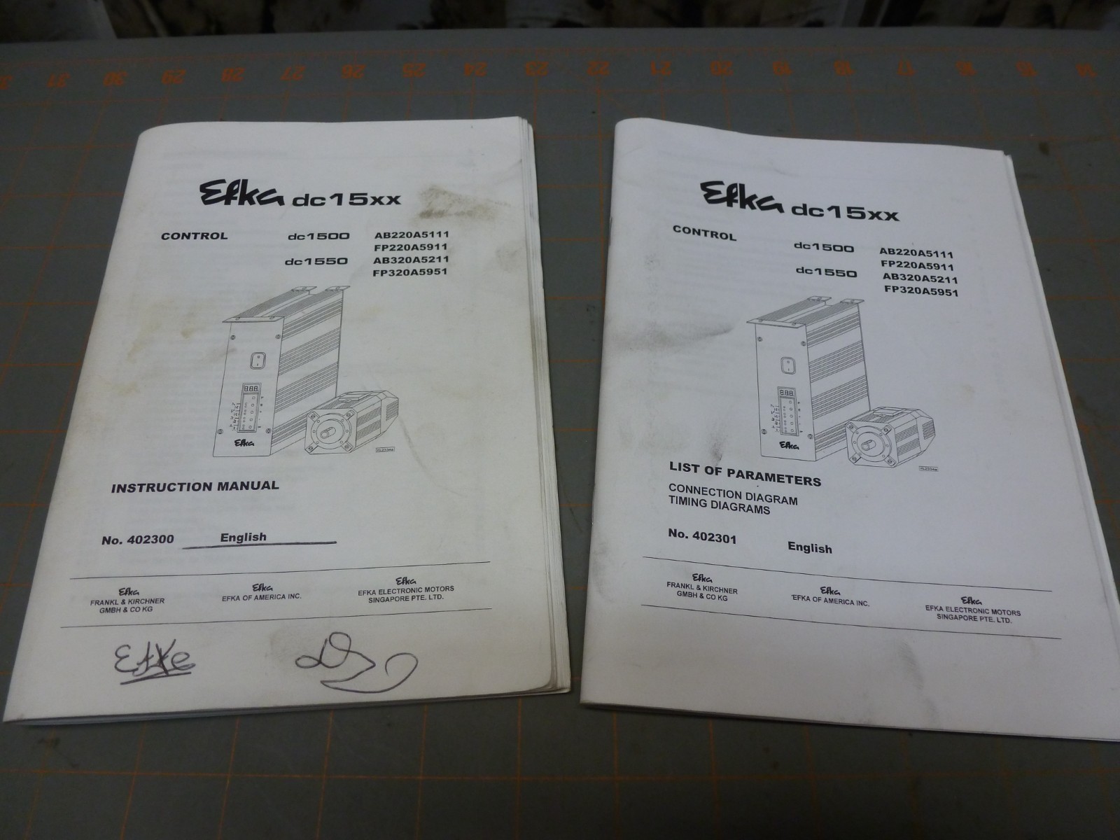Used Instruction Manual & List of Parameters for EFKA DC1500 DC1550 Elka