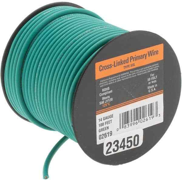 EastPenn 23450 14 AWG Automotive Cross-Linked Polyethylene Wire 100′ Long, Green