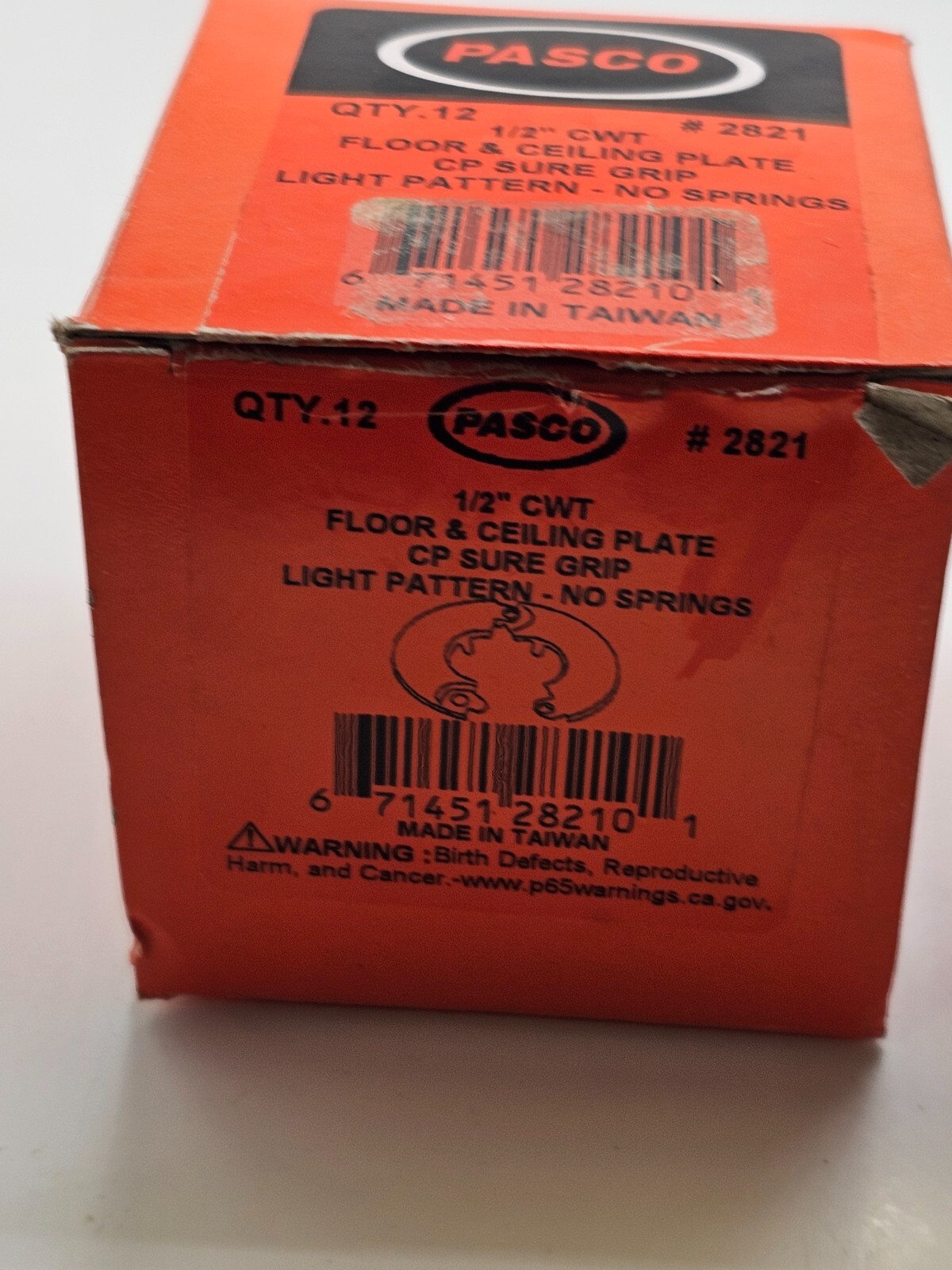 (QTY 12) Pasco 1/2″ CWT Econo Floor Ceiling Plate #2821 CP Sure Grip Light