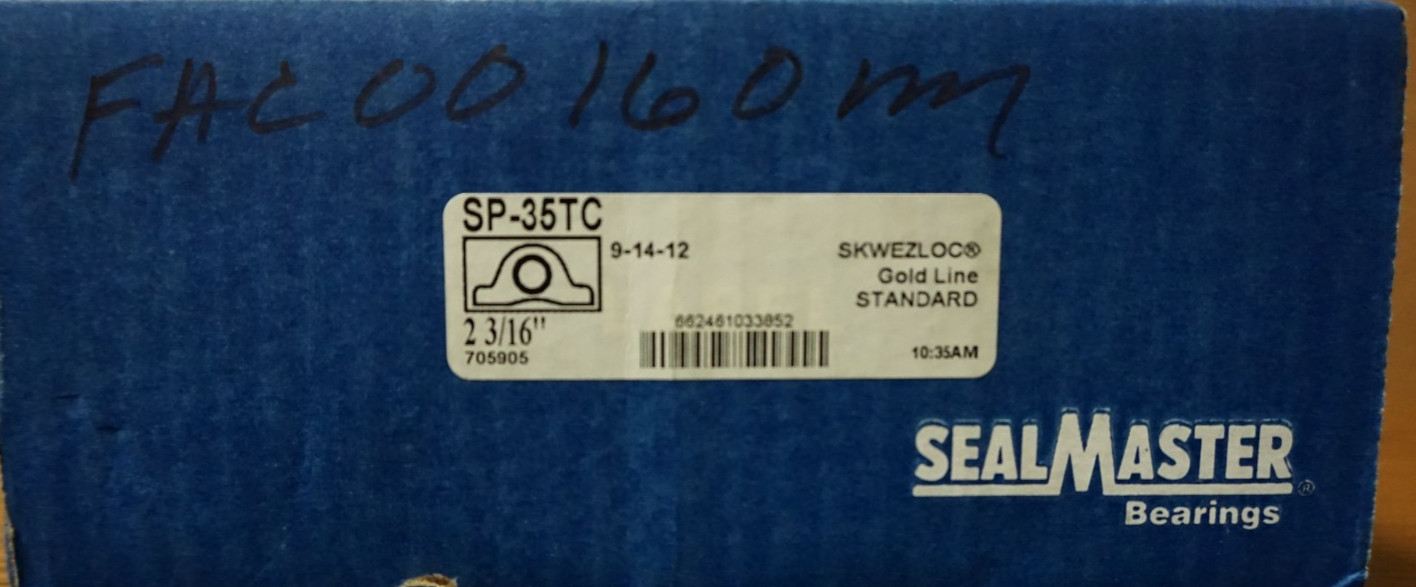 Sealmaster SP-35TC Gold Line 2 Bolt Pillow Block Bearing 2-3/16″ Bore (NEW)
