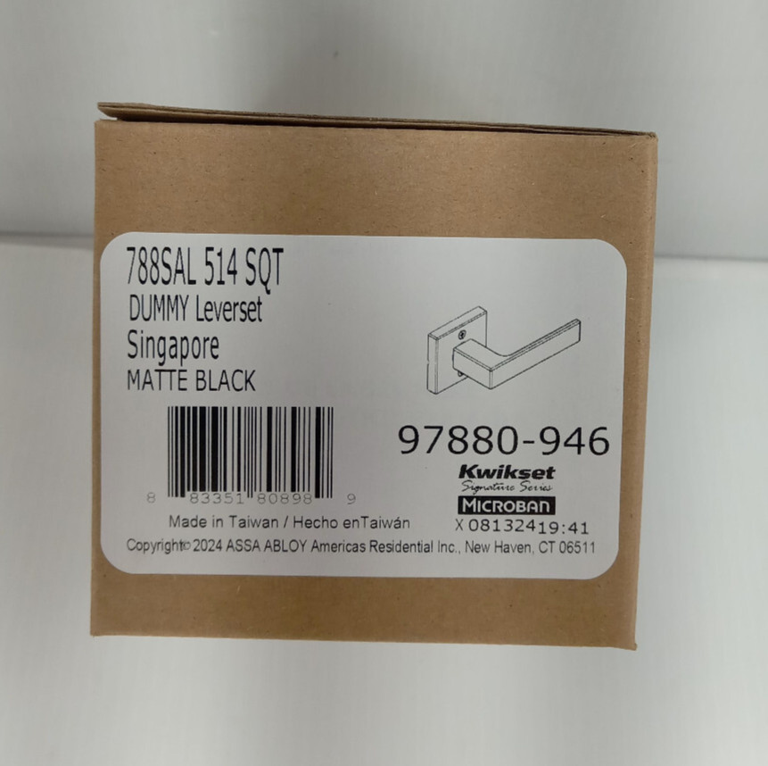 1 NEW KWIKSET 97880-946 MATTE BLACK SINGAPORE DUMMY LEVERSET NIB **MAKE OFFER**