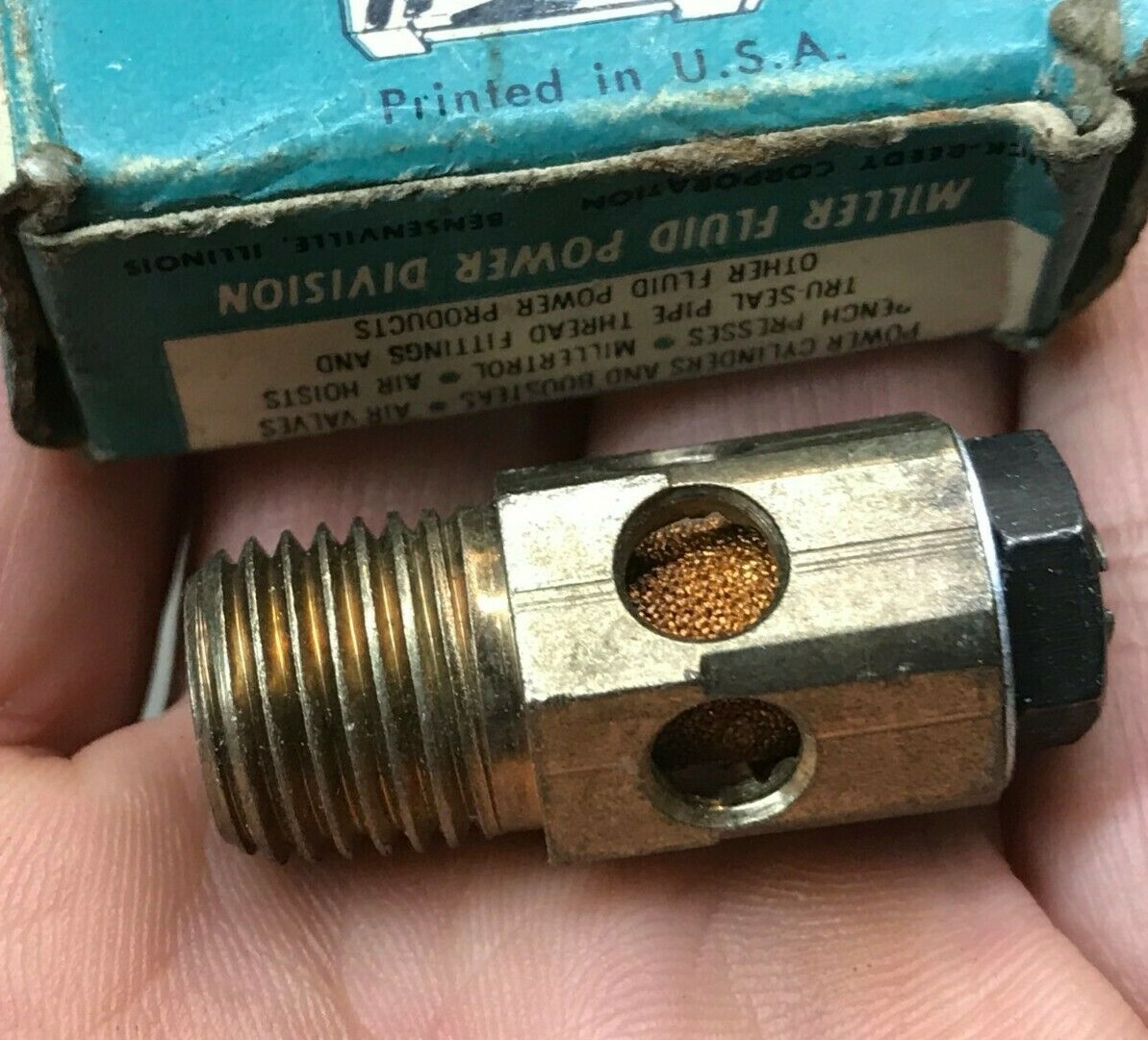 VINTAGE MILLER FLUID POWER FOR 1/4″ PORTS SPEED CONTROL MUFFLER MADE IN USA