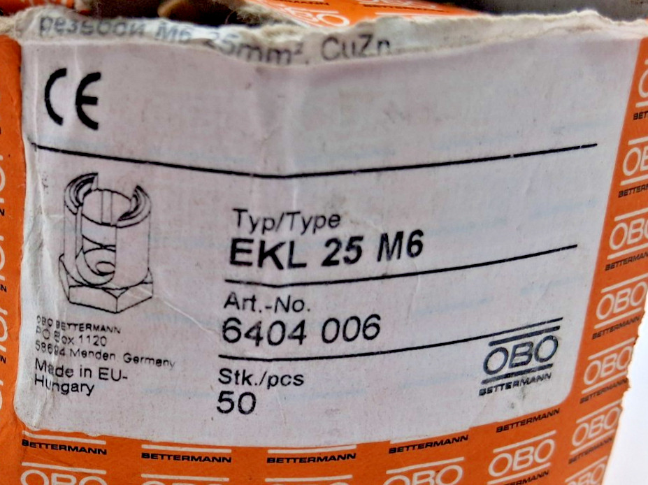 OBO Bettermann EKL 25 M6 Brass Earthing Screw – Box 0f 69