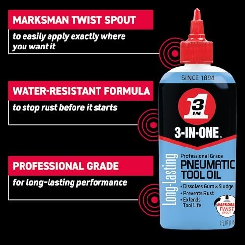 3-In-One Professional Grade Pneumatic Tool Drip Oil, 4 Fl. oz.