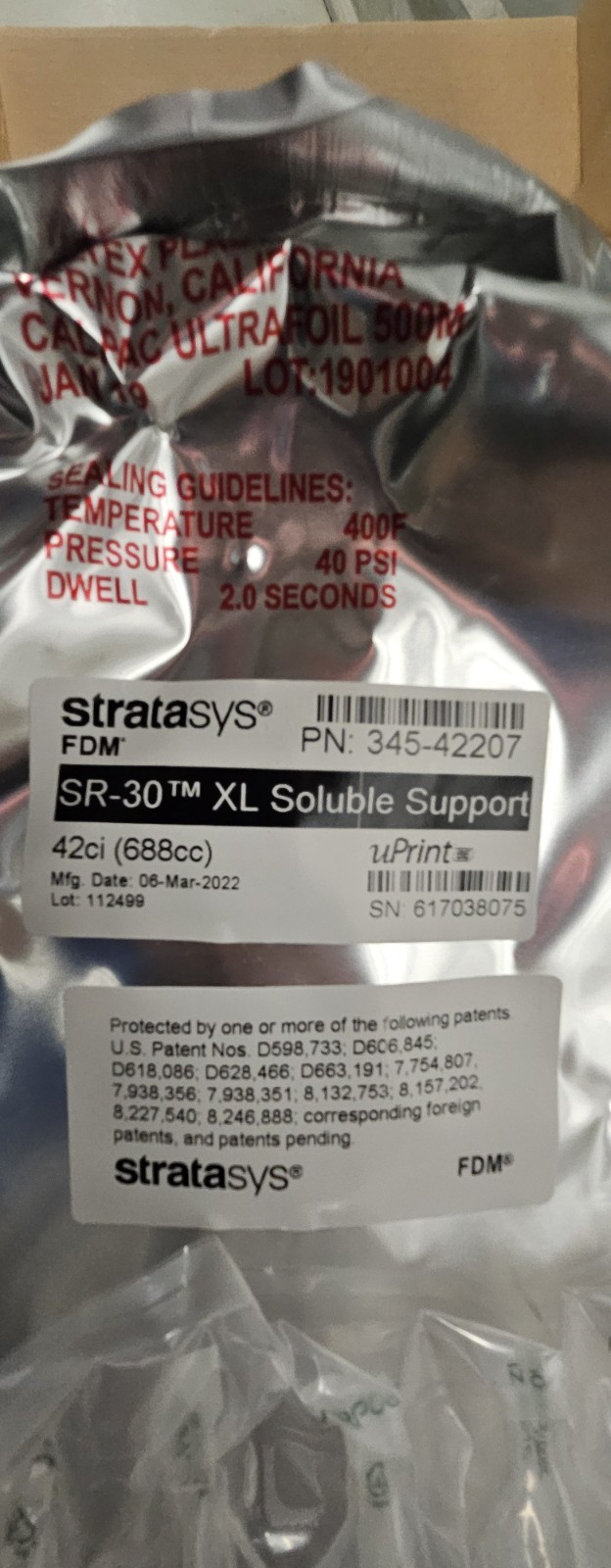STRATASYS SR-30 XL Soluble Support Spool (PN: 345-42207) NEW