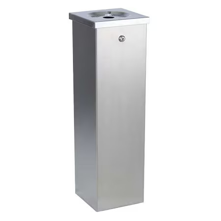 No Butts Bin Co Flt01 Cigarette Receptacle, Silver, 1.75 Gal