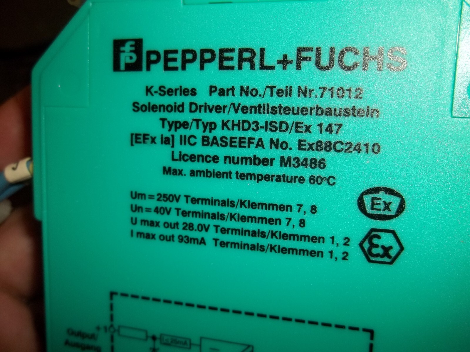 PEPPERL+FUCHS 71012 KHD3-ISD/EX 147 SOLENOID DRIVER (DR1F2)