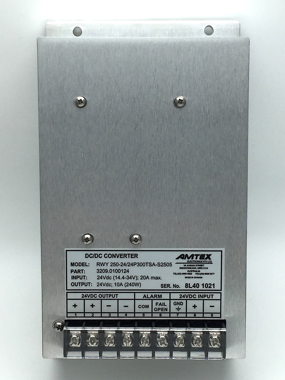 ABSOPULSE Amtex Electronics DC/DC Converter 200W 24VDC 8A 3209.0100113