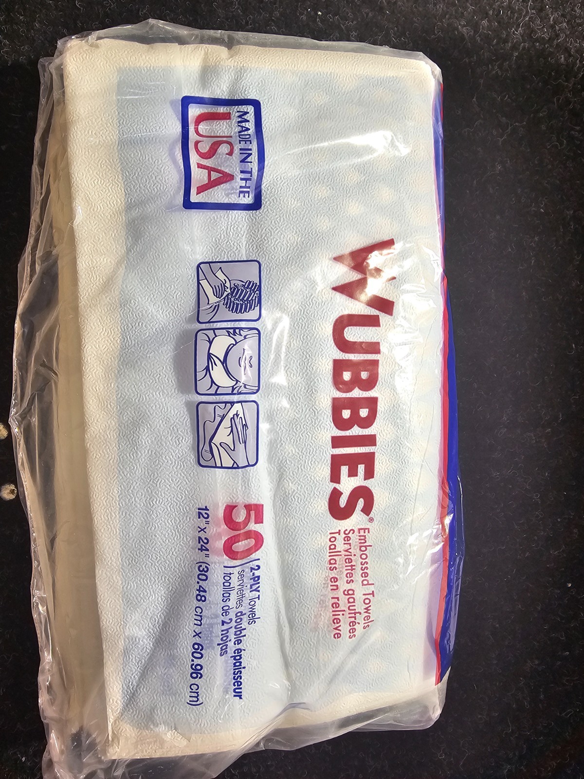 (QTY 500) Graham Beauty Wubbies 1200 12″ X 24″ 2 Ply Embossed Towels, Disposable