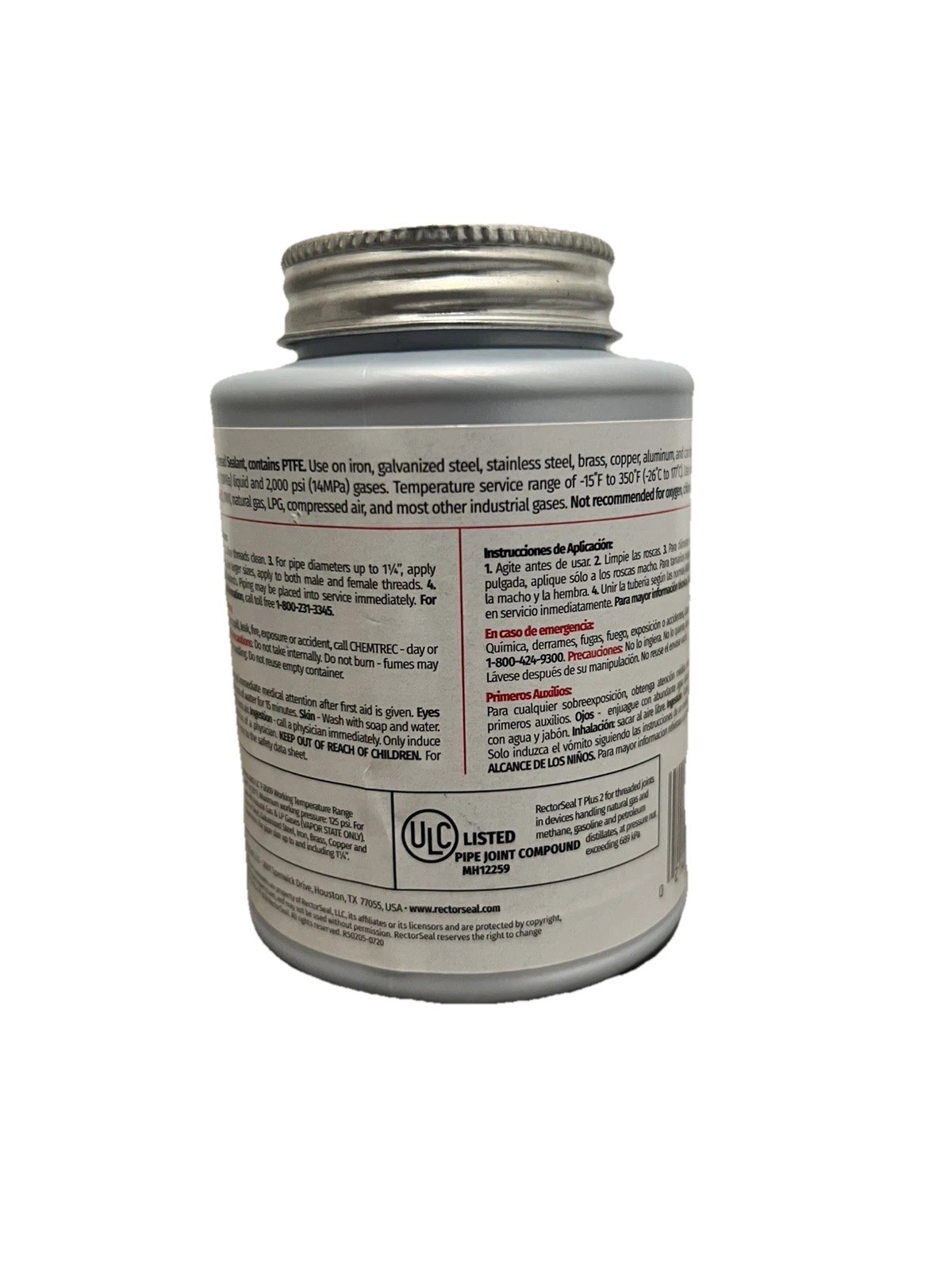 Rectorseal 23551 Pipe Thread Sealant 9.6 Fl Oz, Brush-Top Can, T Plus 2, White,