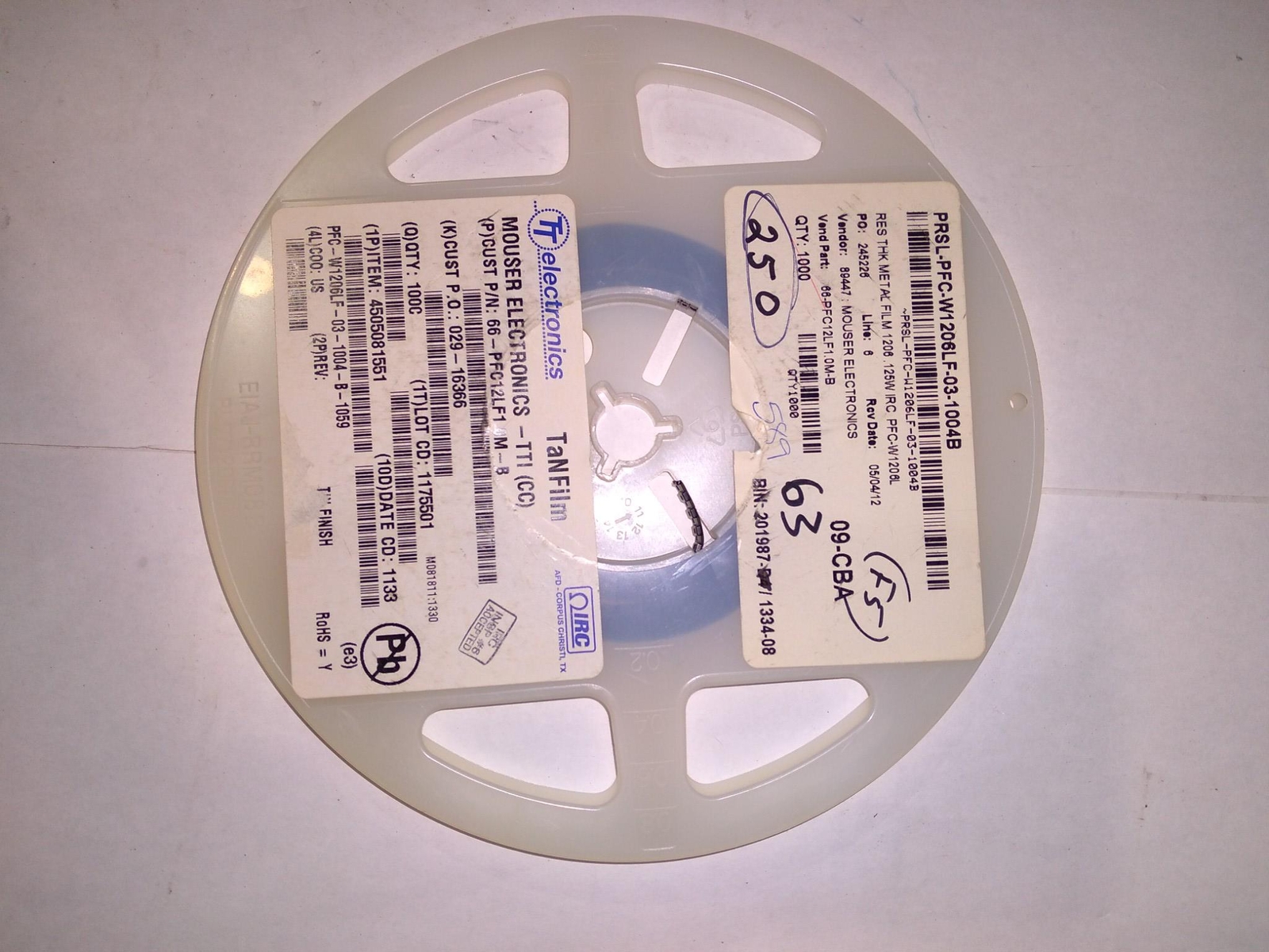 MOUSER PRSL-PFC-W1206LF-03-1004B RES THK METAL FILM 1206.125W SMD ‘LOT OF 250’