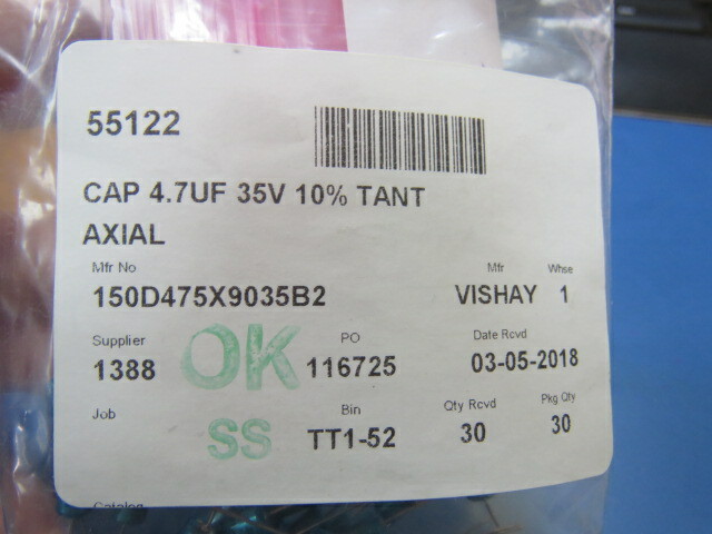 VISHAY 150D475X9035B2 Qty of 10 per Lot 4.7µF Hermetically Sealed Tantalum Ca