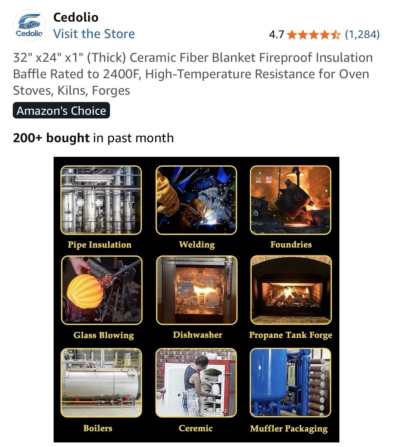 Ceramic Fiber Blanket 2400F 8# High Temp Thermal Insulation 1″x24″x32″