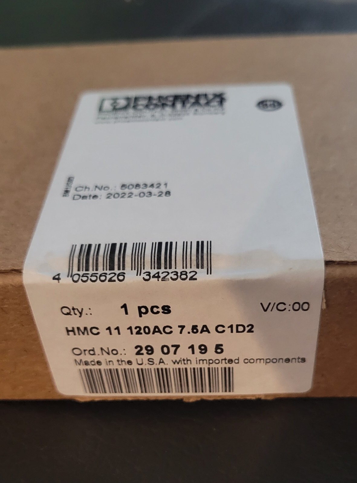New Factory sealed Phoenix Contact 29 07 19 5 2907195 HMC 11 120AC 7.5A C1D2