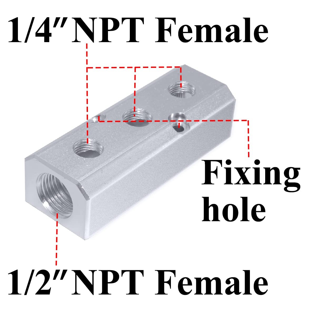 Aluminum 3 Way 5 Port Air Hose Inline Manifold Block Splitter Pneumatic 1 PCS