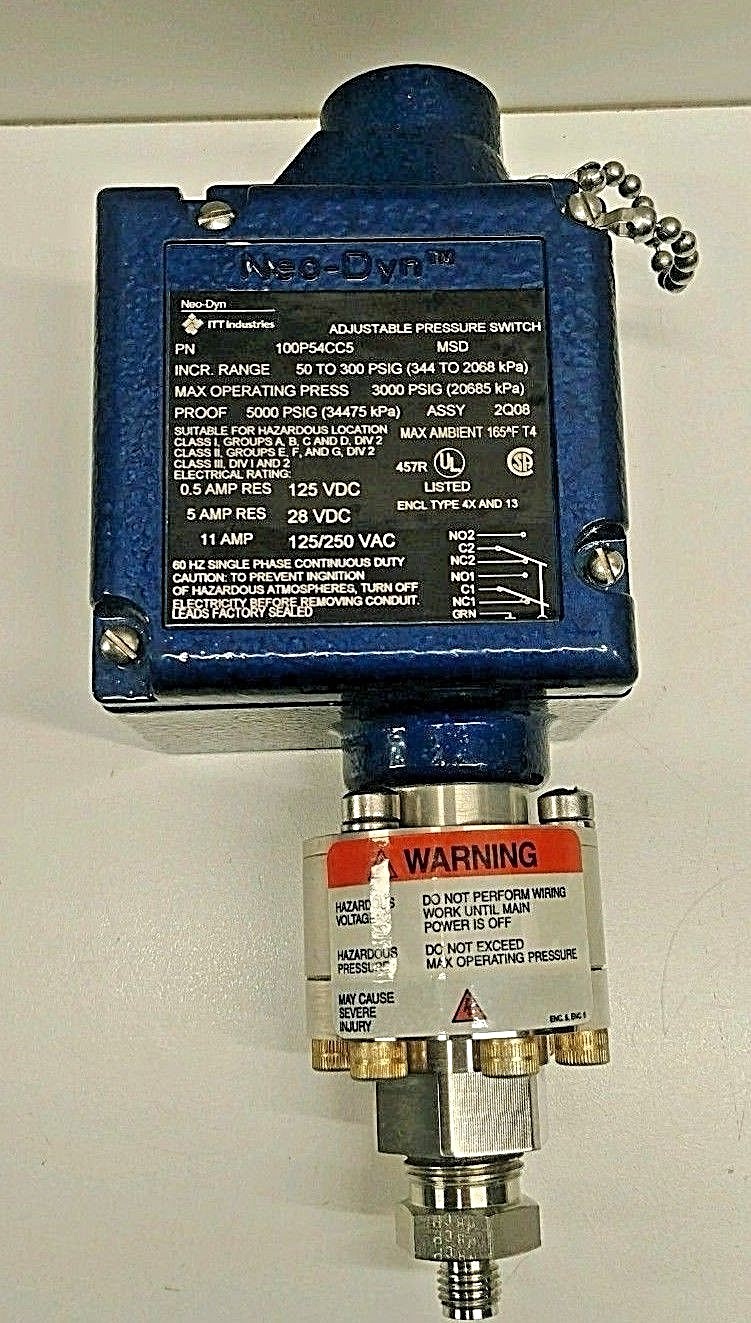 NEW OLD STOCK! NEO-DYN 125V 3000 PSI ADJUSTABLE PRESSURE SWITCH 100P54CC5