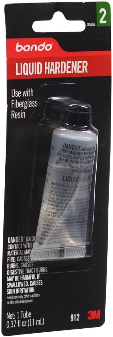 3M Bondo Liquid Hardener 1 Tube 0.37 fl oz., Use with Fiberglass Resin for Auto