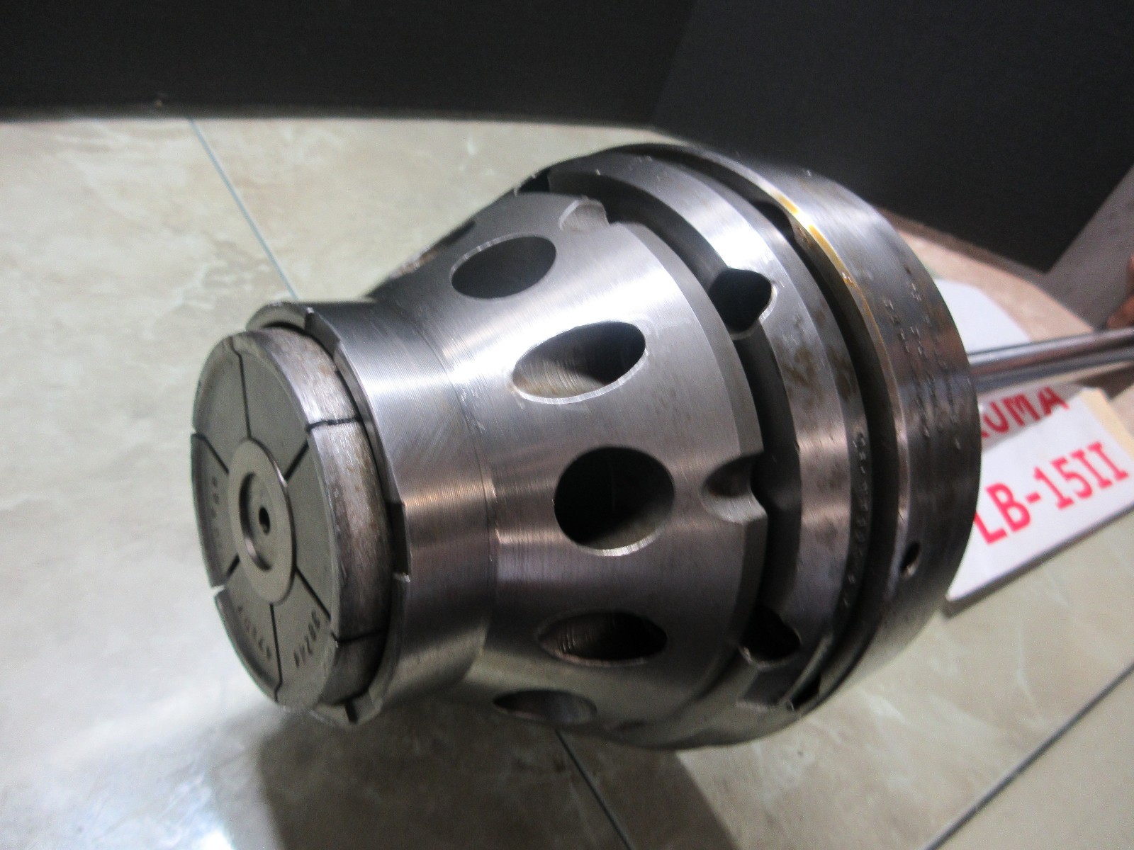 OKUMA LB15 CNC LATHE SHEFFER 90 PNEUMATIC COLLET CHUCK NOSE 38ZA-4472 6927 D-2