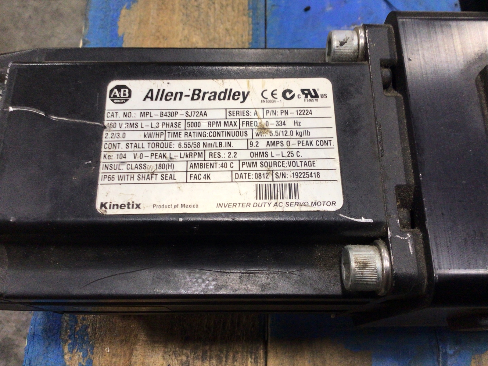 EXLAR 49037 20in Lead Allen Bradley LINEAR ACTUATOR 460V 12224 5000 RPM #50B6PR3