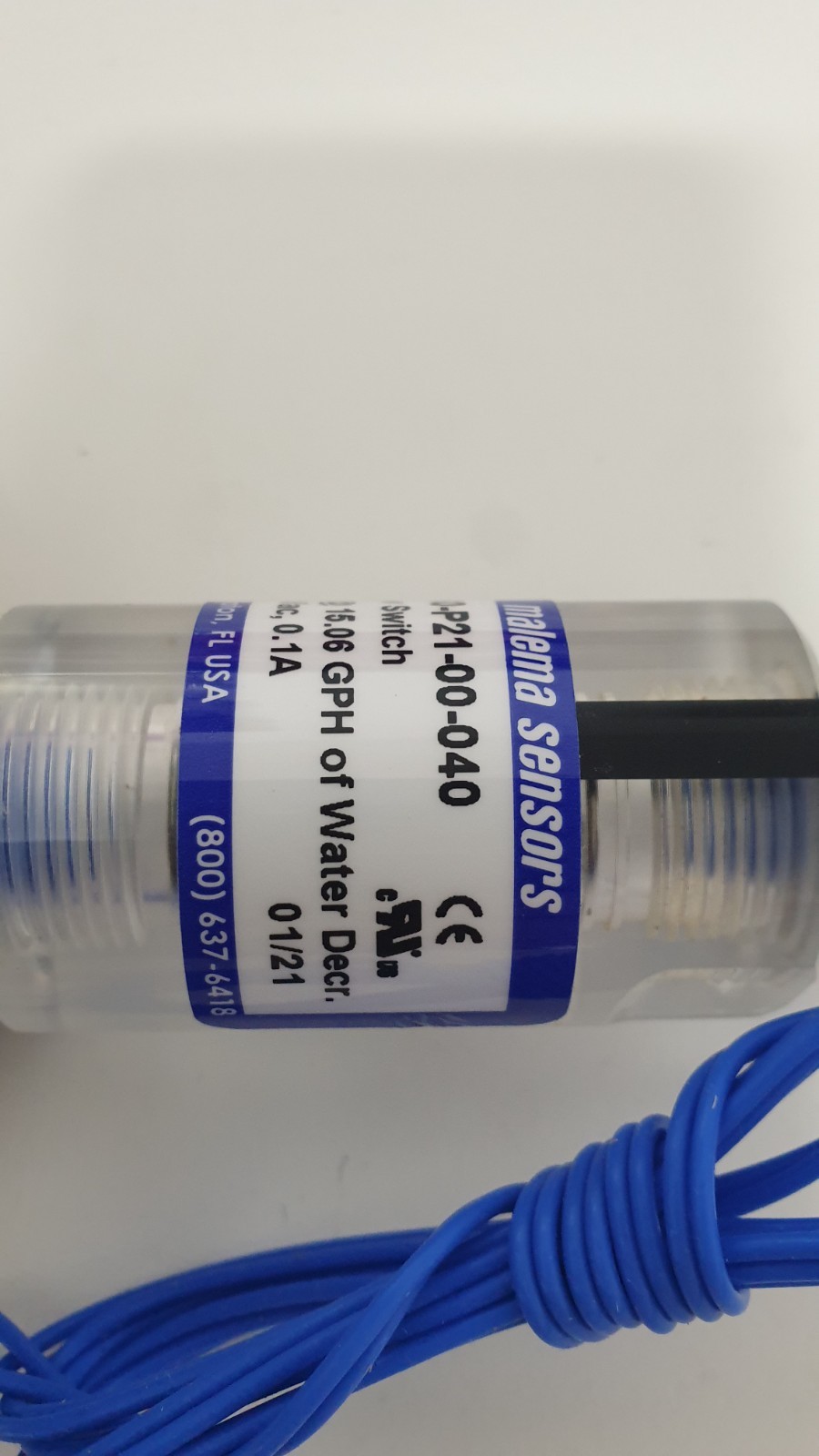 Malema Sensors M-60-P21-00-040 Flow Switch 120VAC 0.1A – NEW