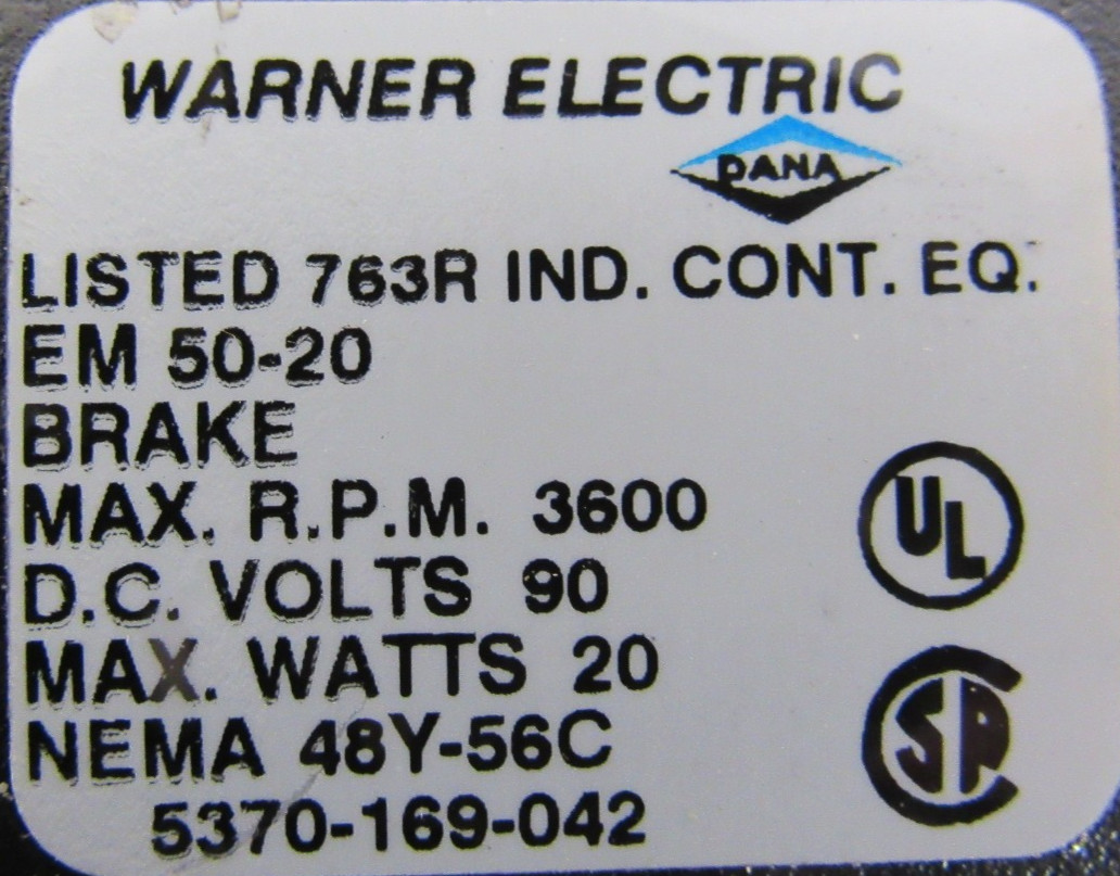 NEW WARNER ELECTRIC 5370-169-042 BRAKE 5370169042 EM50-20