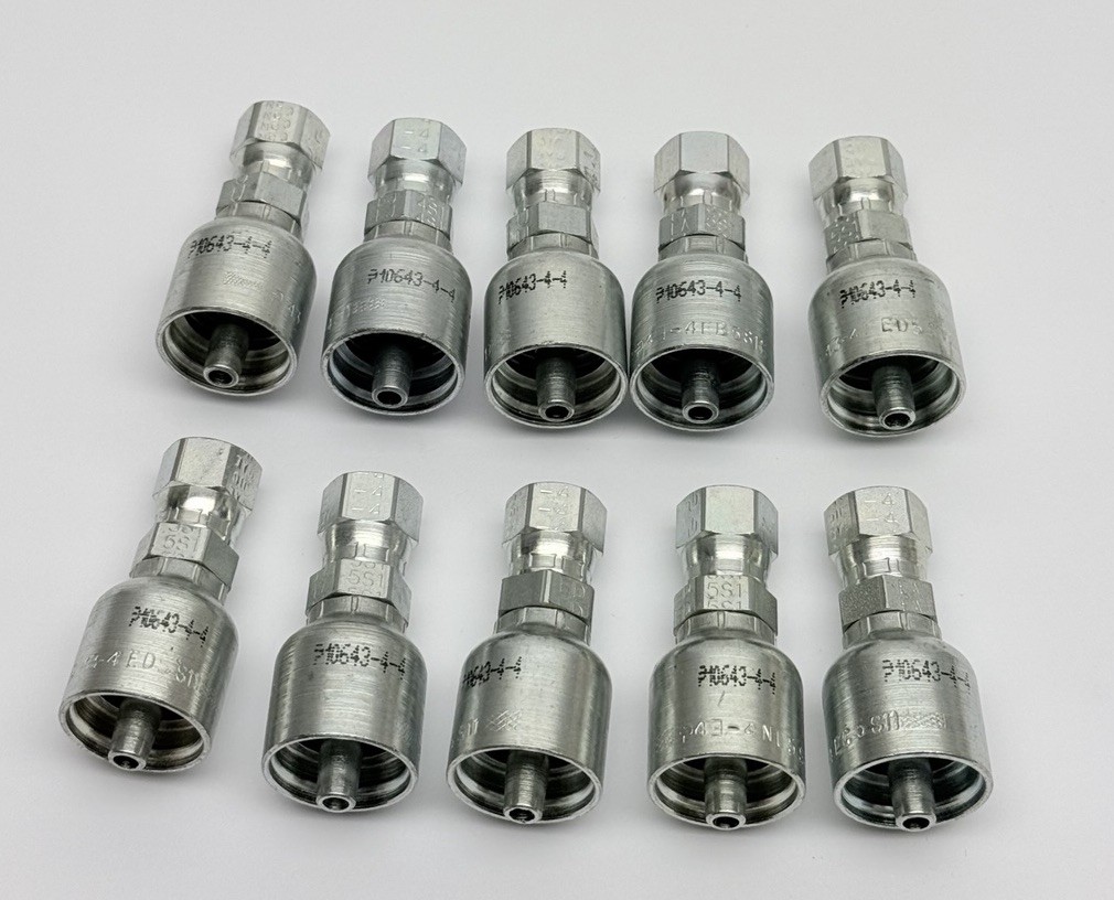 Lot Of 10, Parker 10643-4-4 Crimp Style Hose Fitting, 43 Series
