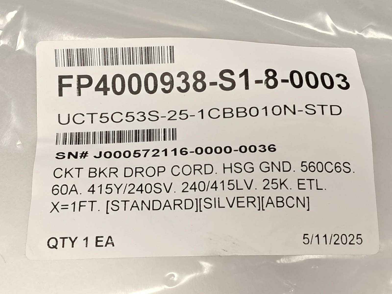 Starline – UCT5D53S-25-1CCB010N-STD – Tap-Off Unit – Busway Tap Box NEW