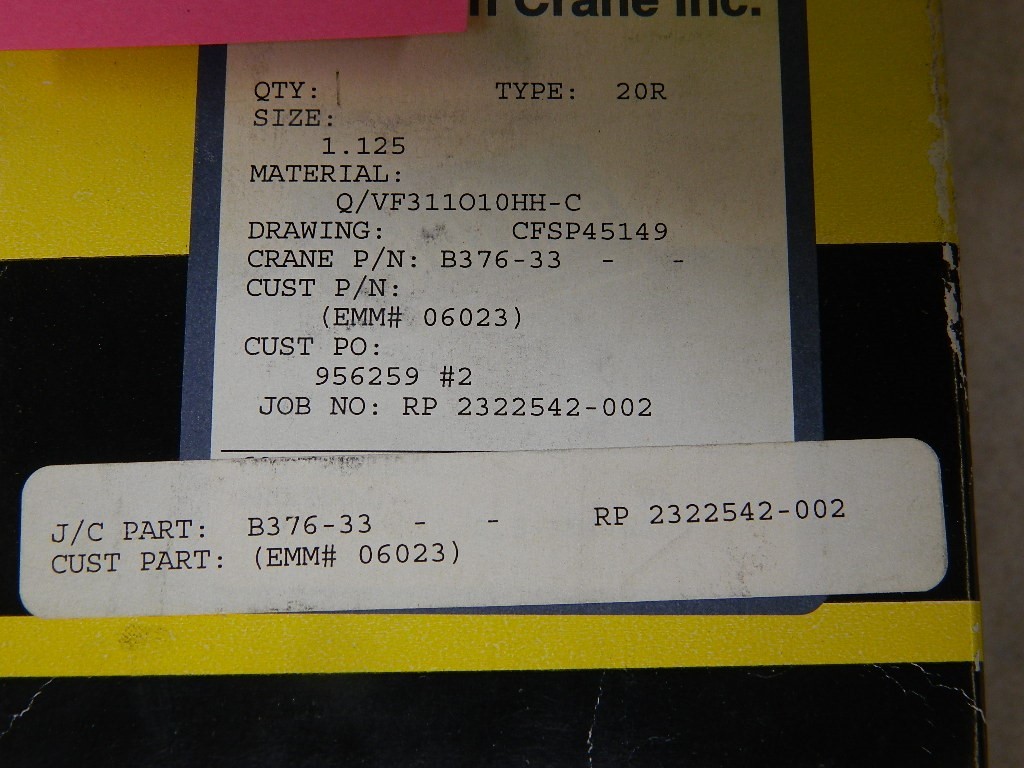 JOHN CRANE NEW B376-33 Seal Cartridge Assembly type 20R size 1.125″ LOT # 41